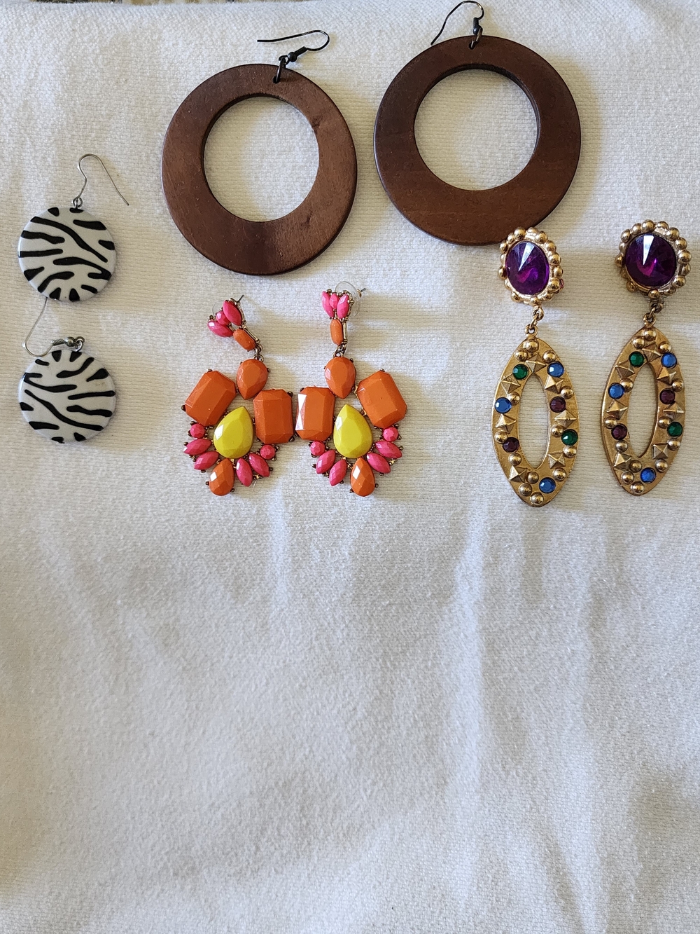 Lot of 4 Sets of Statement Earrings - three Pierced and one Clip-on